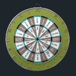 Drinking Game in Green, Grey and Teal blue Dartboard<br><div class="desc">Dark Sections ("safe" spots):
  Give Drink
  They Drink
  Pass
  Add Drink to Group Cup
  Give 2 Drinks

 Light Section (drink drink drink):
  All Drink
  Guys Drink
  Girls Drink
  Drink 1
  Drink 2
  Drink Group Cup</div>