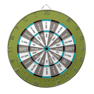 Drinking Game in Green, Grey and Teal blue Dartboard