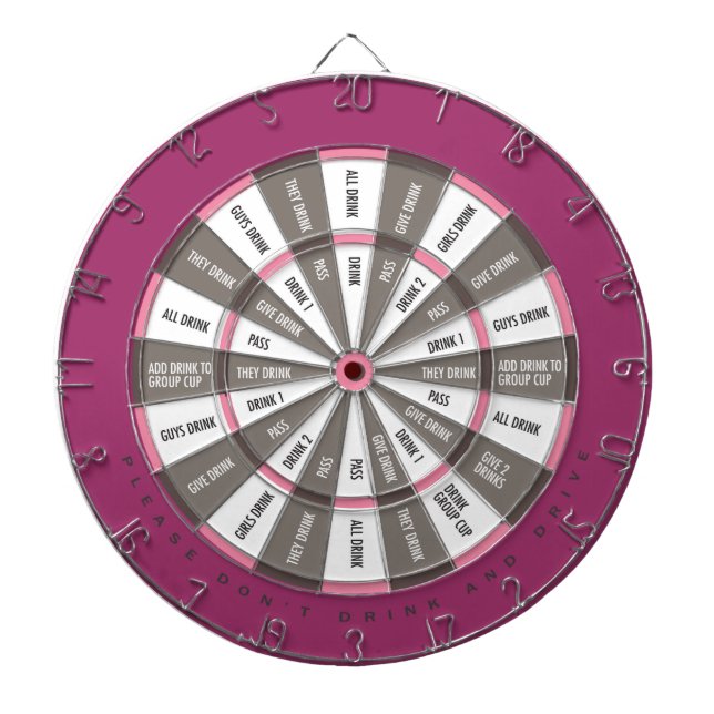 Drinking Game in Pink and Grey Dartboard (Front)