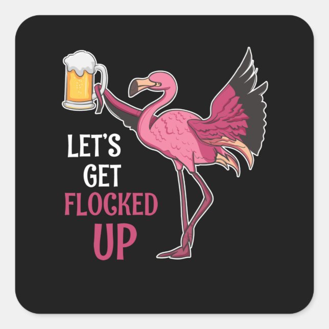 Drinking Girls Party Flamingo Square Sticker (Front)