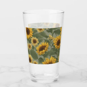 Drinking Glass - Sunflower Abstract #337