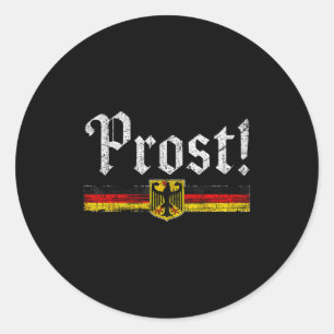 Drinking Men Women Vintage German Flag Prost  Classic Round Sticker