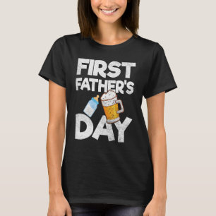 Drinking Milk And Beer Together Happy First Father T-Shirt