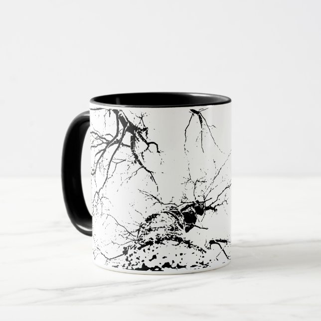 Drinking mugs with birch forest tree tops (Front Left)