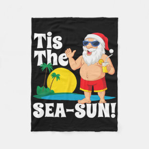 Drinking Santa Claus Tis The Sea-sun Christmas In Fleece Blanket