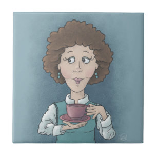 Drinking Tea Ceramic Tile