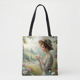 Drinking Tea in Garden Tote Bag