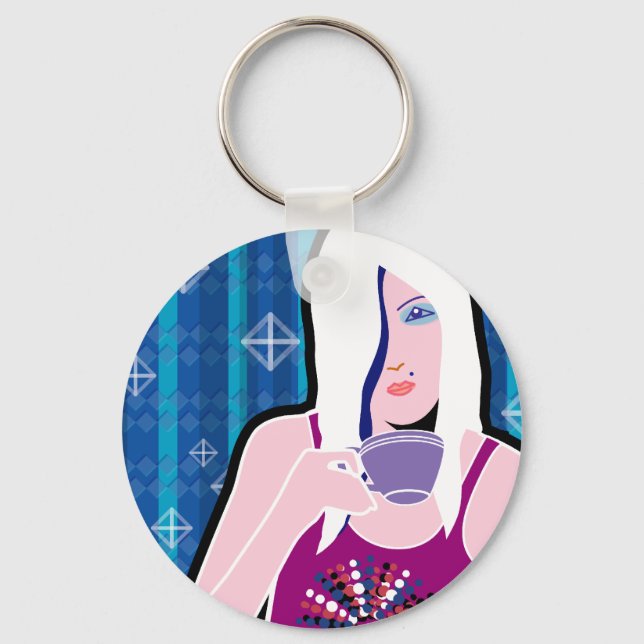 Drinking Tea Keychain (Front)