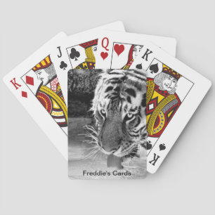 Drinking Tiger At Watering Hole Black And White Playing Cards