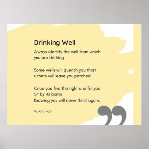Drinking well poem yellow wall art decor 