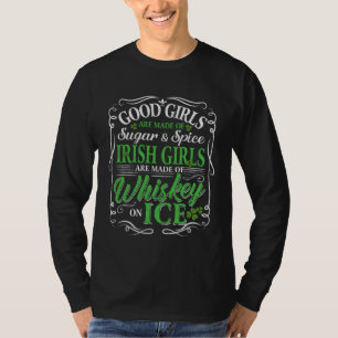 Drinking Wine St Patricks Day Whiskey Irish Ladies T-Shirt