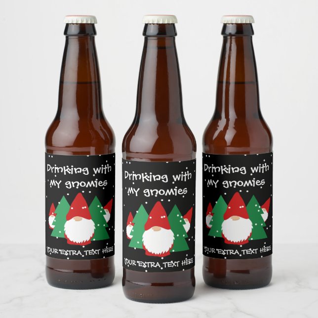 Drinking with my gnomies funny Christmas Beer Bottle Label (Bottles)