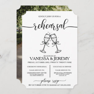 Drinks and Bows Rehearsal Dinner Invitation