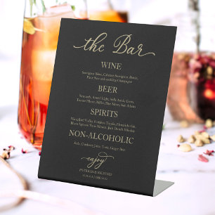 Drinks Bar Elegant Gold Black Wedding Sign