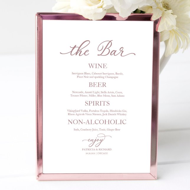 Drinks Bar Rose Gold Calligraphy Wedding Sign (Creator Uploaded)