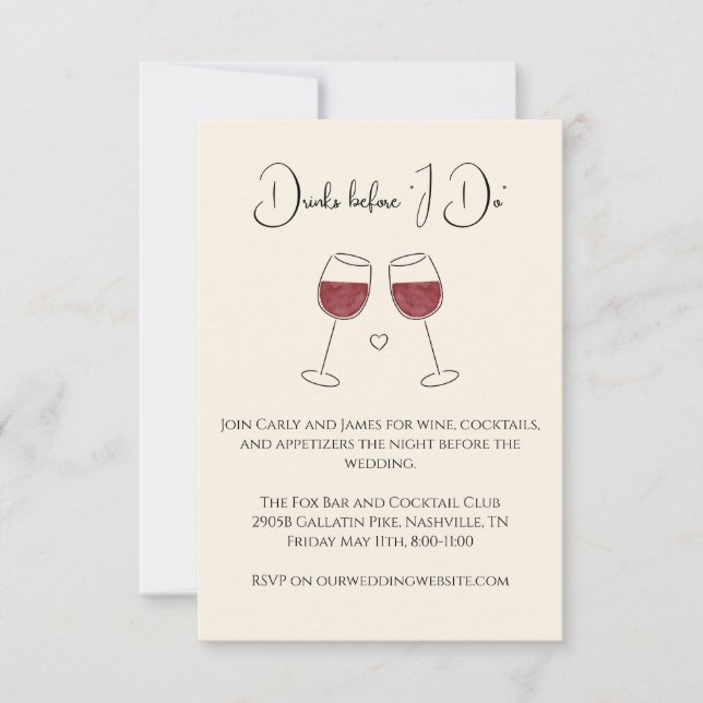 Drinks Before I Do Red Wine Wedding Rehearsal Invitation (Front)