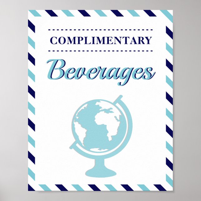 Drinks Beverages Navy Blue Travel Airplane Airline Poster (Front)