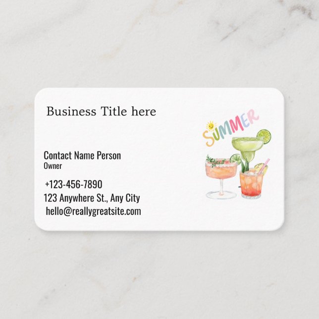 drinks   Business card (editable) (Front)