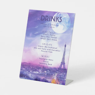 Drinks Menu Amour Éternel à la Parisienne  Pedestal Sign