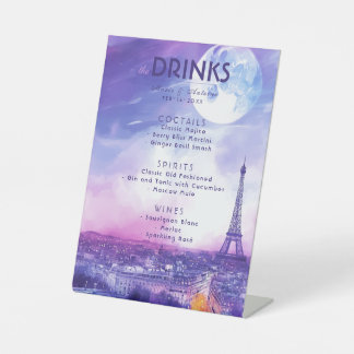 Drinks Menu Amour Éternel à la Parisienne  Pedestal Sign