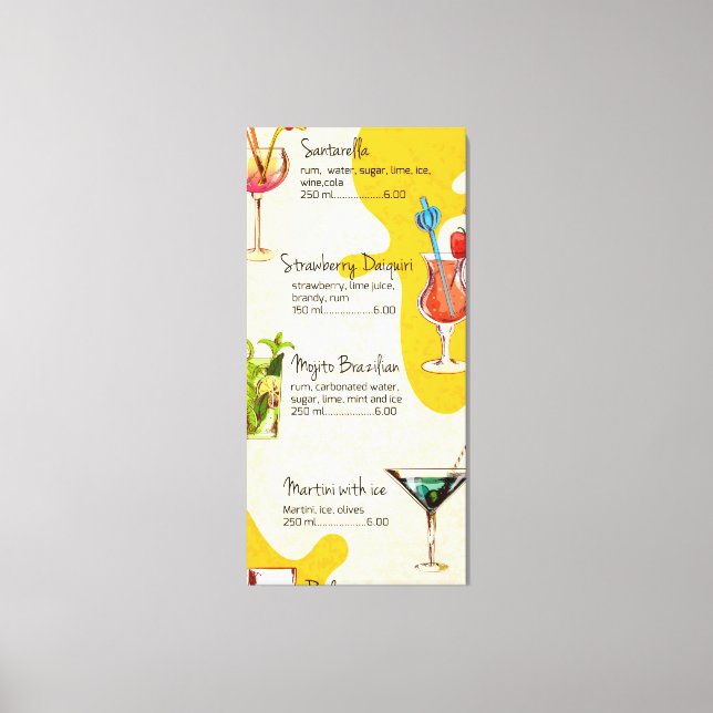 Drinks Menu Canvas Print (Front)