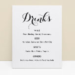 Drinks Menu Wedding Black White Poster<br><div class="desc">Drinks Bar Menu Sign Banner Poster in black and white for wedding,  rehearsal dinner,  bridal shower,  engagement or any similar occasions. Check out our store collection below for matching items. If you need a different shape,  paper style,  choose the same under personalize this template option, </div>