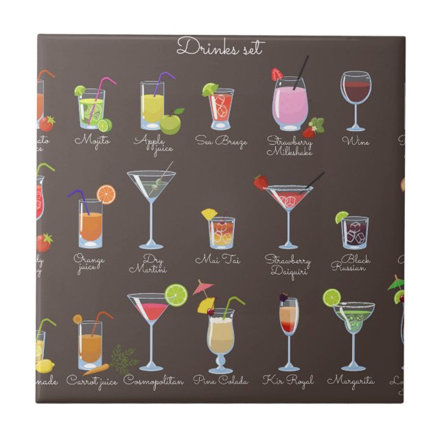 Drinks on a brown background tile (Front)