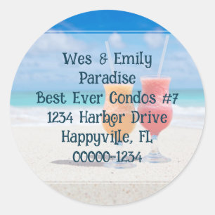Drinks on Beach Return Address Stickers
