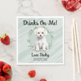 Drinks on Me! Bichon Frise Pet Wedding Napkin
