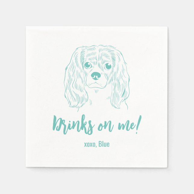 Drinks on me! Cavalier Spaniel Wedding Napkins (Front)