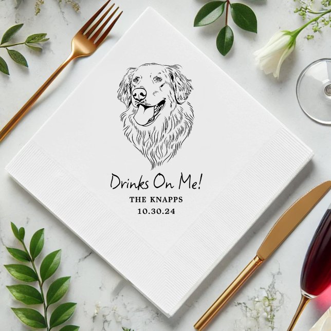 Drinks On Me Custom Pet Cocktail Napkins Wedding (Creator Uploaded)