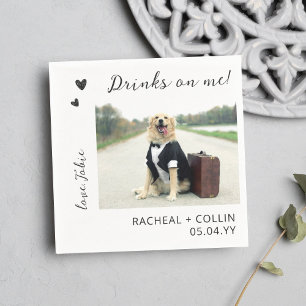 Drinks on Me Custom Pet Photo Reception Cocktail Napkin
