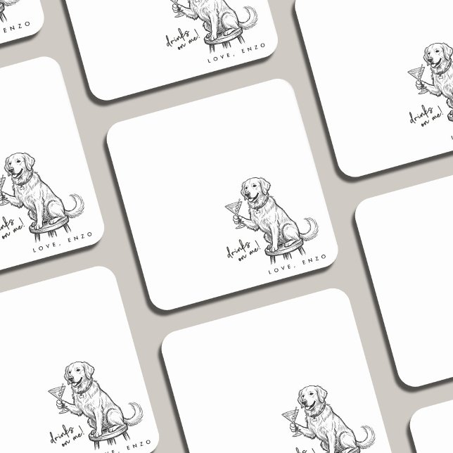 Drinks On Me Cute Dog Coaster (Creator Uploaded)