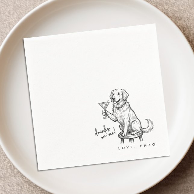 Drinks On Me Cute Fun Dog Cocktail Napkins (Creator Uploaded)