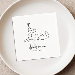 Drinks On Me Cute Retriever Dog Cocktail Napkins