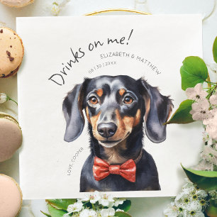Drinks On Me Dachshund Watercolor Fun Dog Pet Napkin