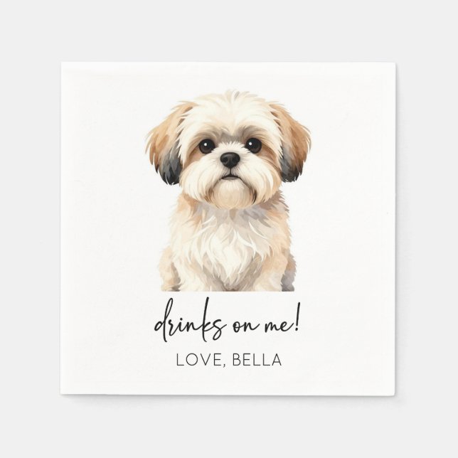 Drinks On Me! Dog Wedding Napkin (Front)