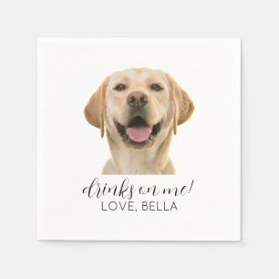 Drinks On Me! Golden Retriever Dog Pet Wedding Napkin
