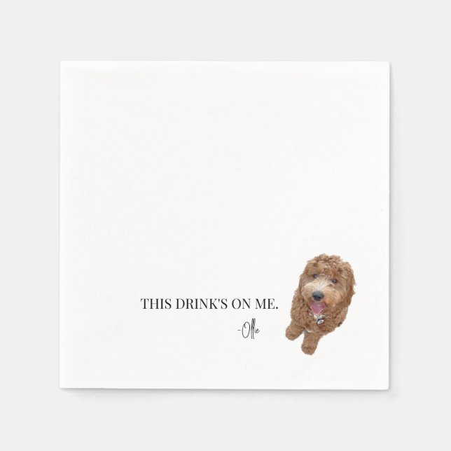 Drinks on Me! Goldendoodle Cocktail Napkin (Front)