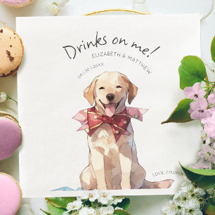 Drinks On Me Labrador Watercolor Fun Dog Pet Napkin