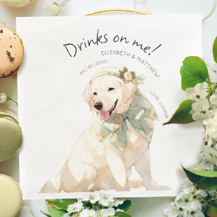 Drinks On Me Labrador Watercolor Fun Dog Pet Napkin