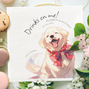 Drinks On Me Labrador Watercolor Fun Dog Pet Napkin