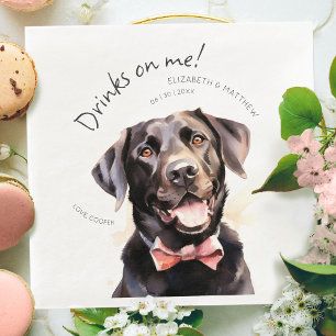 Drinks On Me Labrador Watercolor Fun Dog Pet Napkin