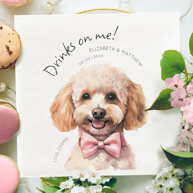 Drinks On Me Poodle Watercolor Fun Dog Pet Napkin (Creator Uploaded)