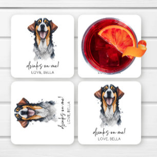 Drinks On Me! Sarabi Dog Pet Wedding Square Paper Coaster