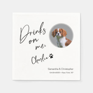 Drinks on Me Script Custom Photo Fun Wedding Napkin