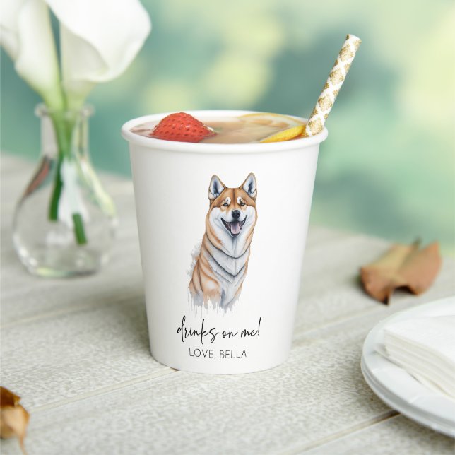 Drinks On Me! Shiba Inu Dog Pet Wedding Paper Cups (Insitu)