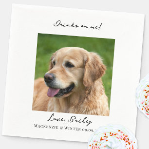 Drinks on Me Wedding Pet Photo Napkin