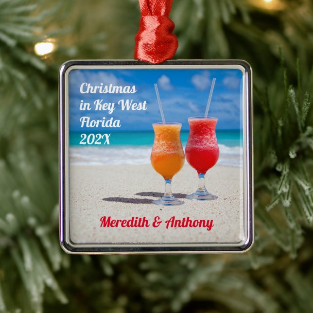 Drinks on the Beach Vacation Memory Metal Ornament (Tree)