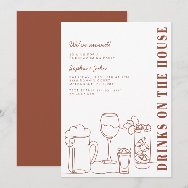 Drinks On The House Housewarming Party Invitation (Front/Back)